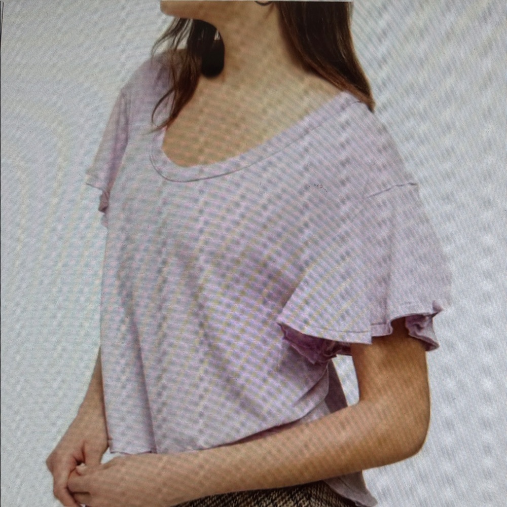 We The Free New Coquette Lavender Ruffle Short Sleeve Cottage Core Layer Top M